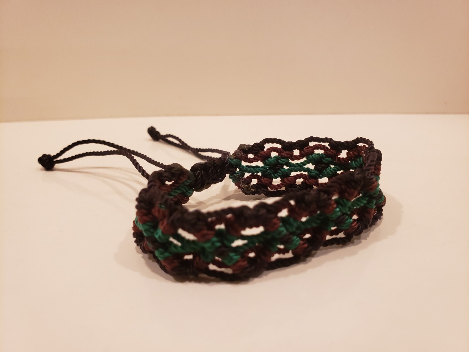 Hand Made String Bracelet Universal/Adjustable Size Black, Brown, Green