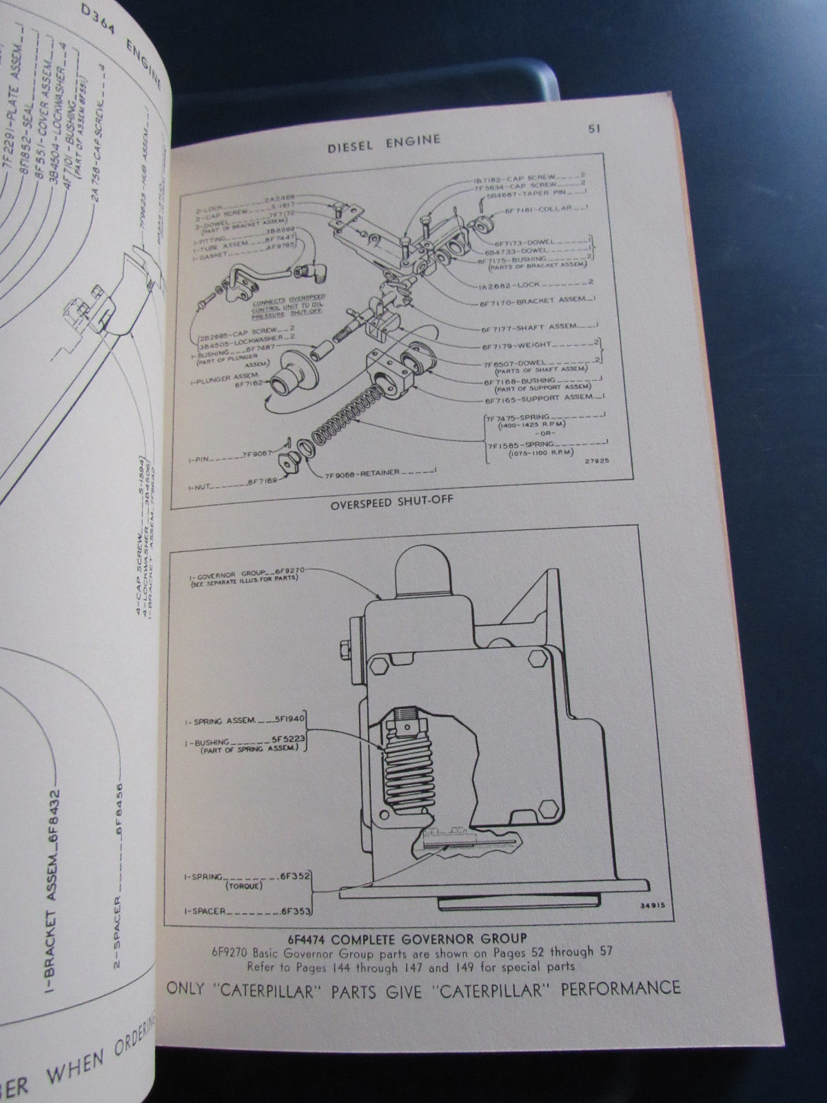 1953 Cat Caterpillar Tractor Co D364 Engine Parts Catalog Serial # 1981 - 198183