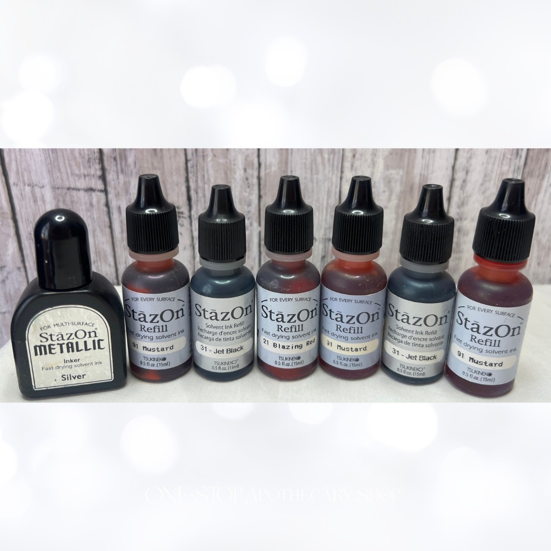 Tsukineko STAZON REFILLS Solvent Permanent Ink Reinkers 0.5oz Lot of 7