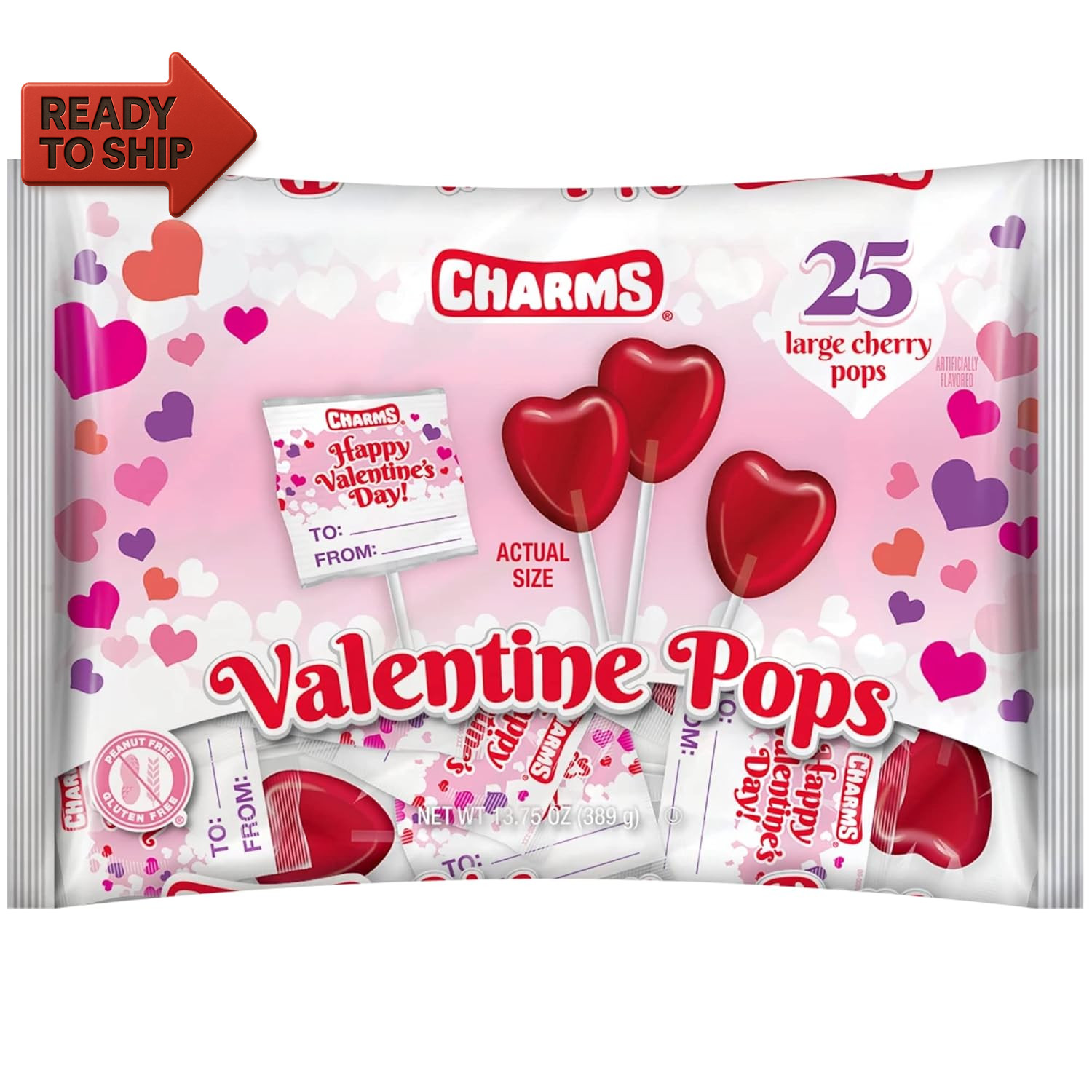 Heart Shaped Valentine Lollipops Individually Wrapped Bulk Candy