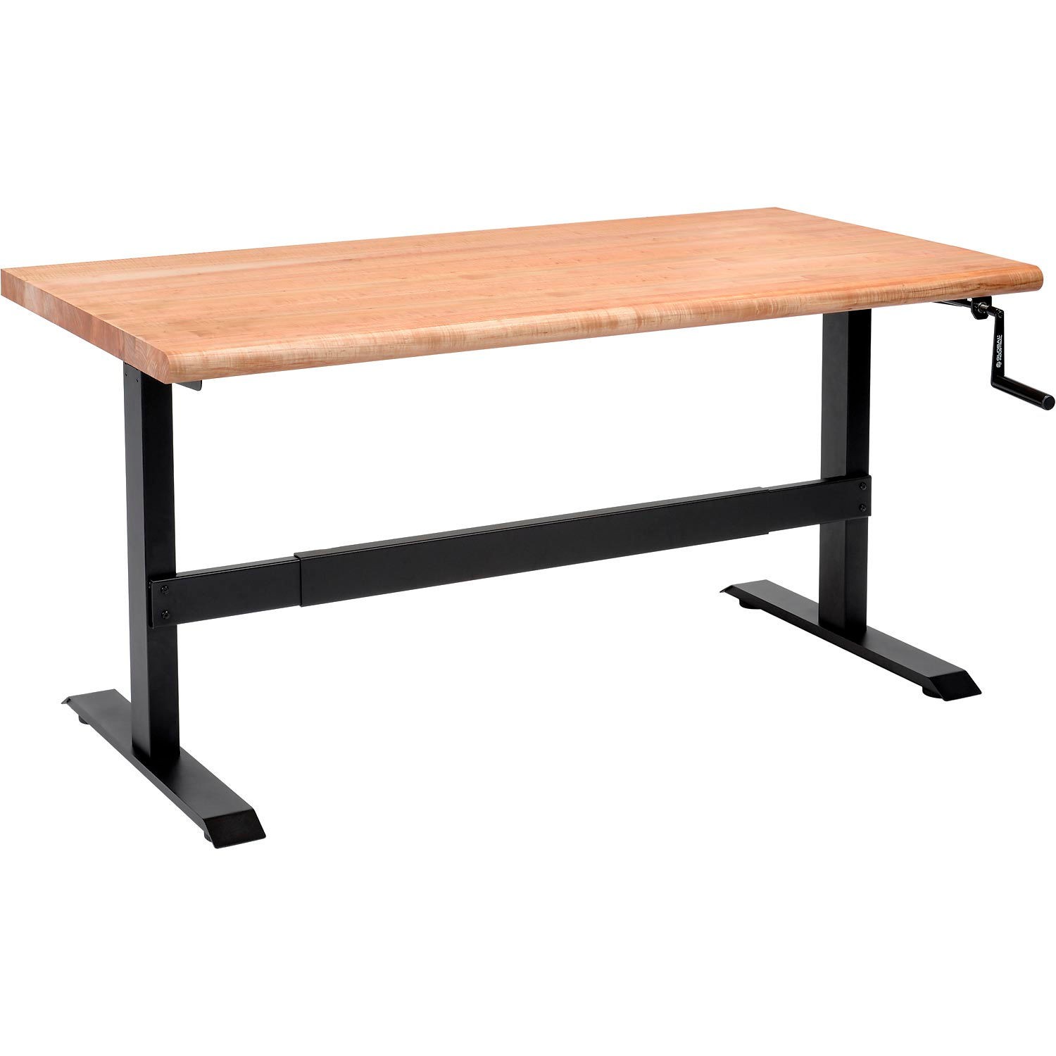 Global Industrial Hand-Crank Adjustable Height Workbench Maple Safety Edge 60"W