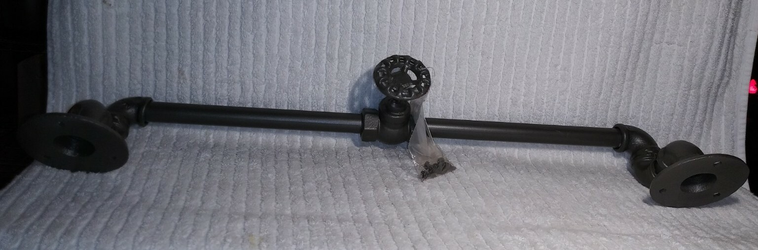 Pipe Towel Holder Bar Valve Hand Wall Rustic Industrial 21" Kitchen Bathroom