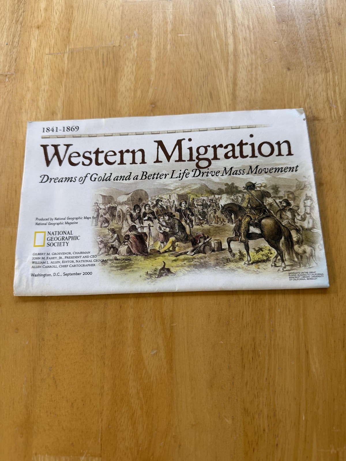 Vintage 2000 National Geographic Western Migration Map Folded Brochure USA