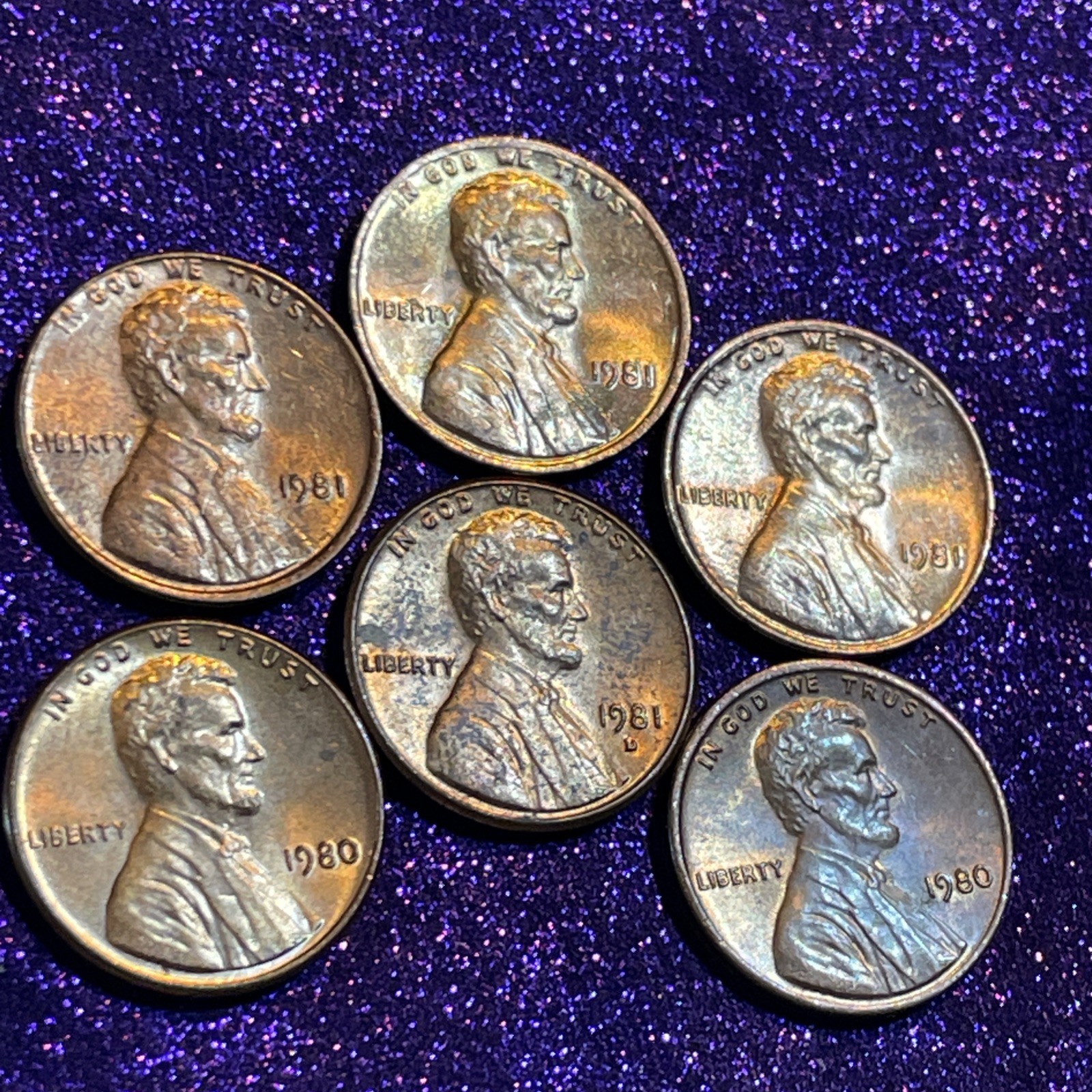 1980 & 1981 Lincoln Cents Lot, Bu Gems, High Grade , DDO