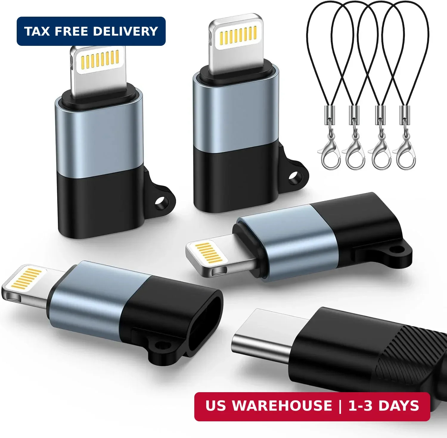 4 Pack USB C to Lightning Adapter [Apple MFi Certified] for iPhone 14/13/12/11/X