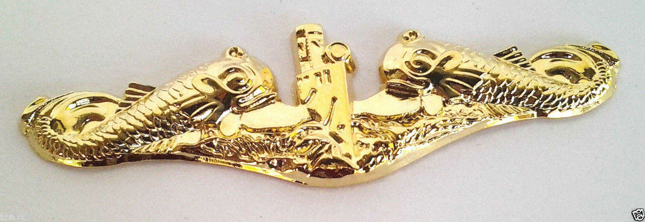SUBMARINE DOLPHIN GOLD (LARGE 2-3/4") US NAVY Military Hat Pin P16086