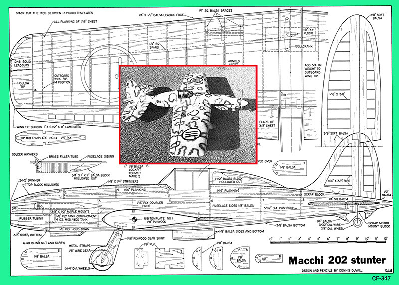 Model Airplane Plans (UC): Macchi 202 Stunter with 59"ws for .46 Engine