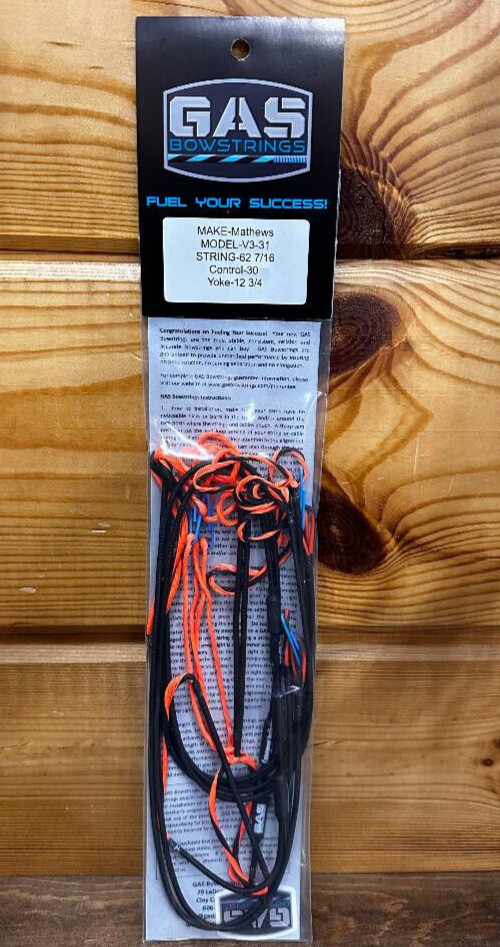 Gas Bowstrings Mathews V3 31 Orange & Black Bowstring String Cable W/Speed Nocks