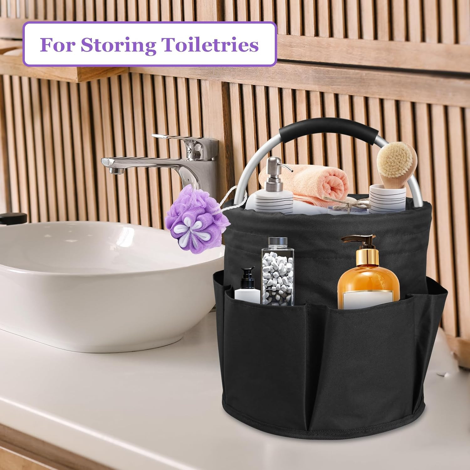 Foldable Cleaning Caddy, Portable Beach Basket, Multifunctional Storage Basket