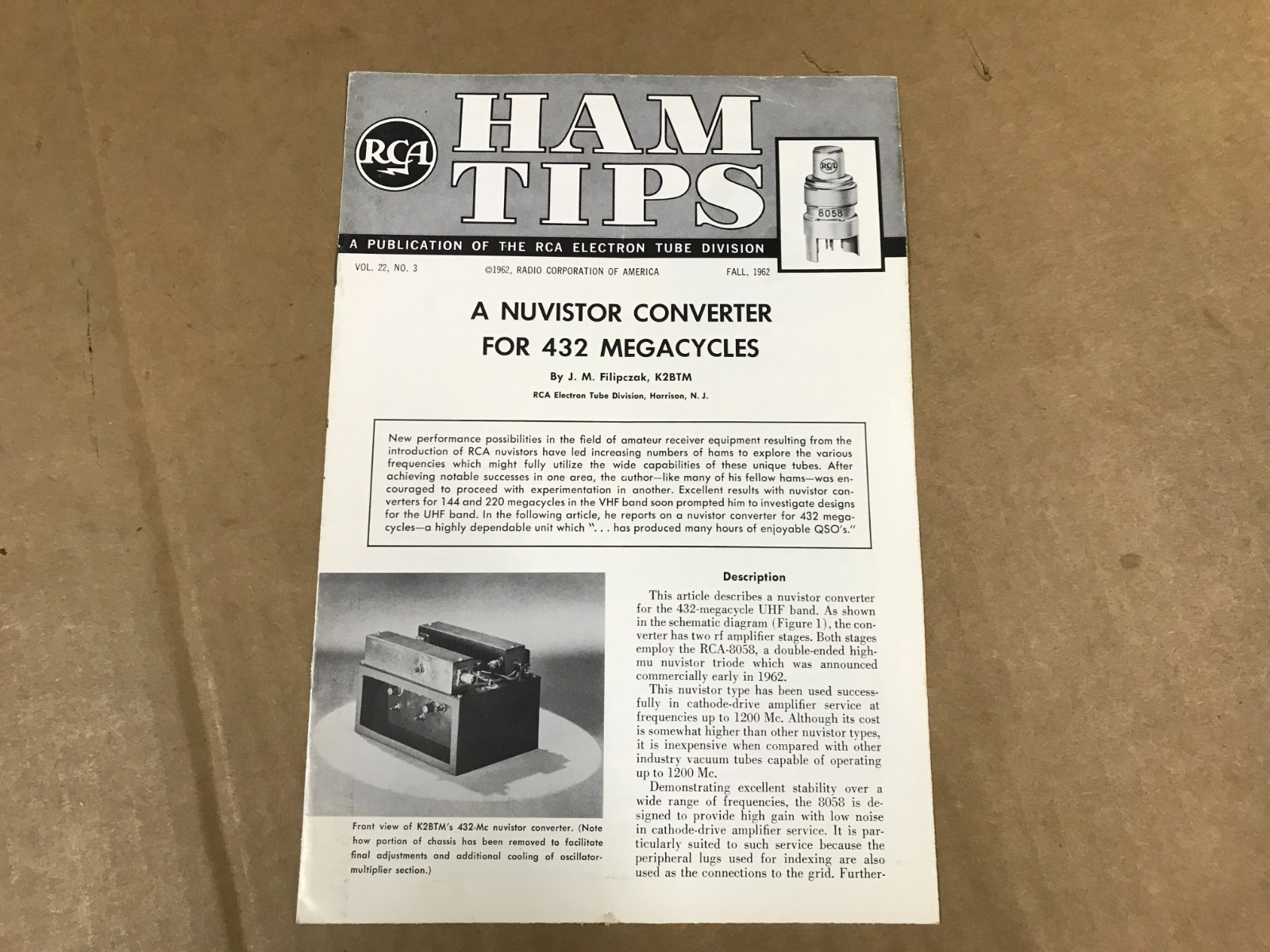 Vintage RCA Ham Tips Booklet - Vol. 22 No. 3 - Fall 1962