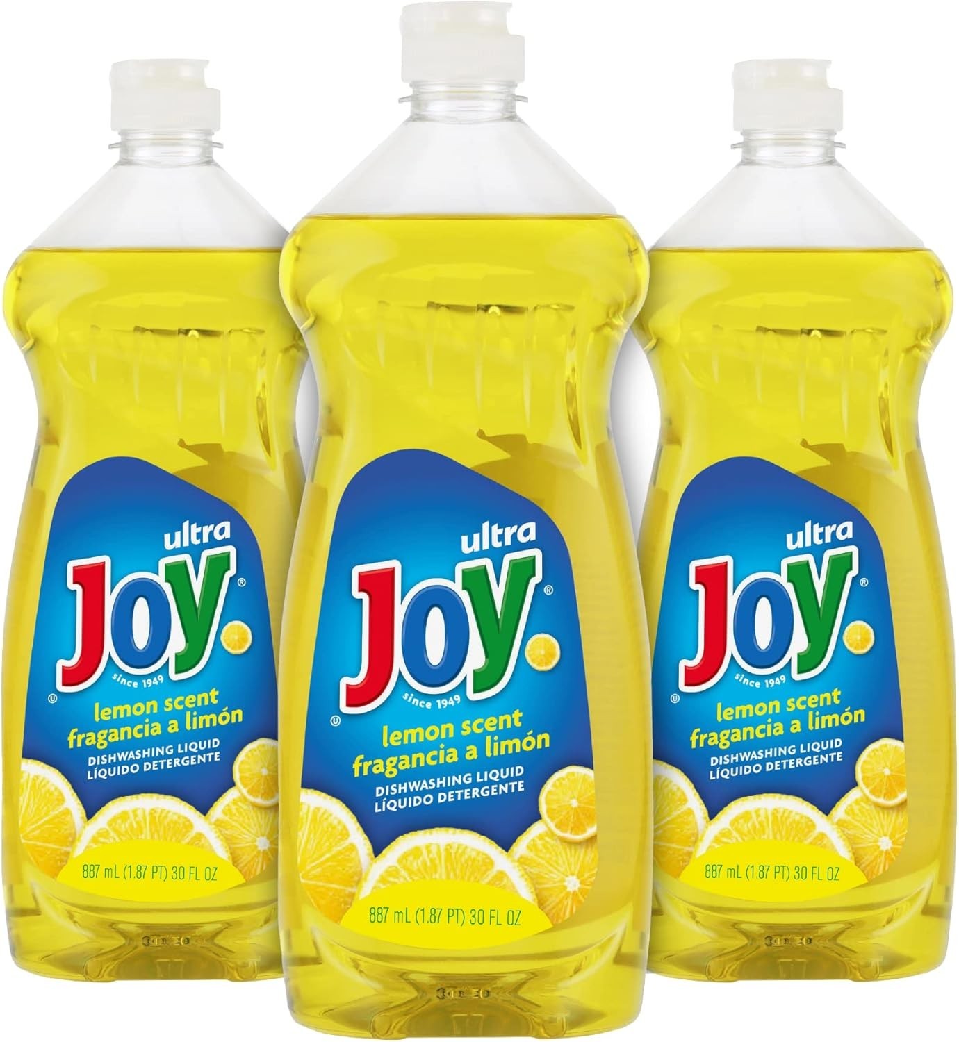 JOY Ultra Dish Soap Liquid Ultra Strength Lemon Scent 30 Fl Oz Pack of 3
