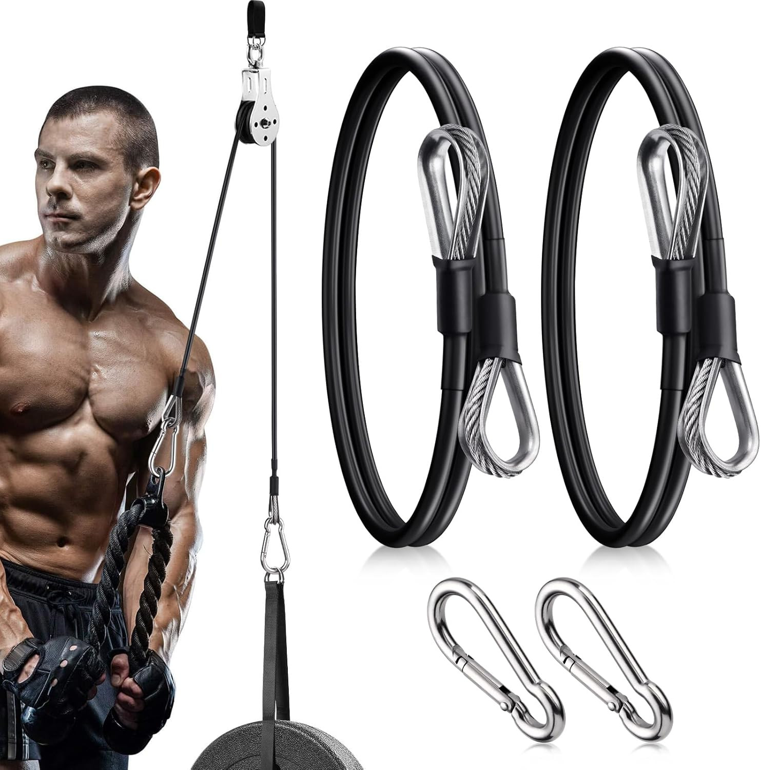 Gym Cable Extension Fitness Extension Rope Attachment Compatible with Home G...