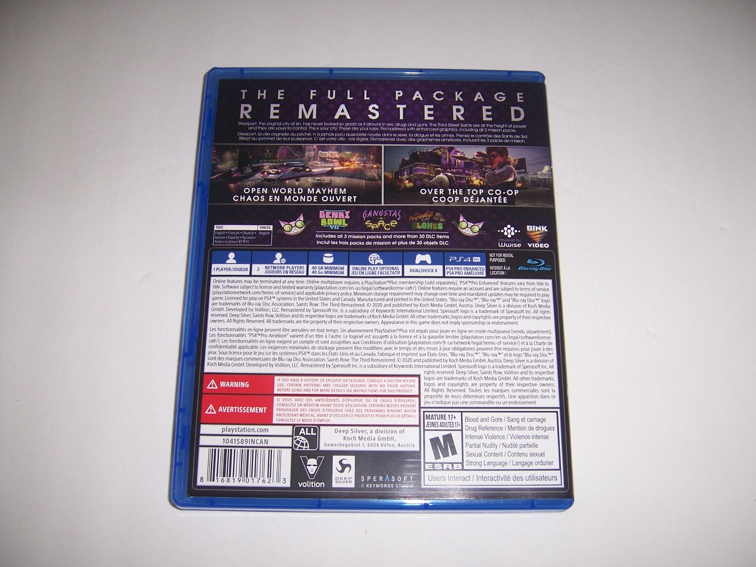 Replacement Box Case SAINTS ROW THIRD REMASTERED PS4 ORIGINAL *NO DISC*
