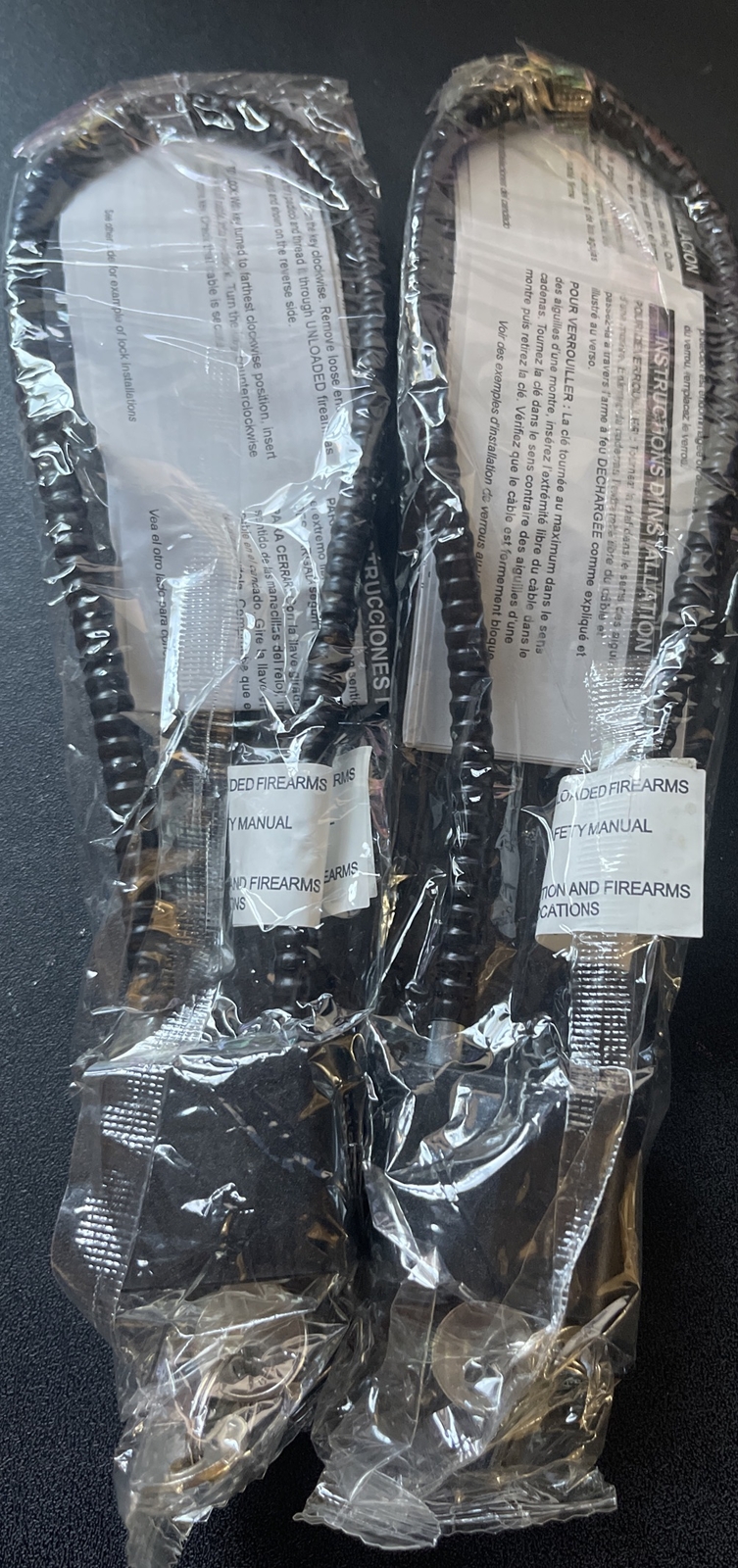 NEW In Pkg Lot Of 2 Ruger Cable Lock Gun Firearm Pistol R15LC3 Black w/keys