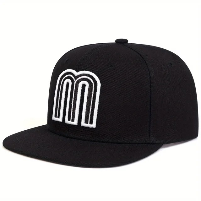 Mexico Baseball Cap Letter M With Embroidered Flag Flat Brim Snapback Hat