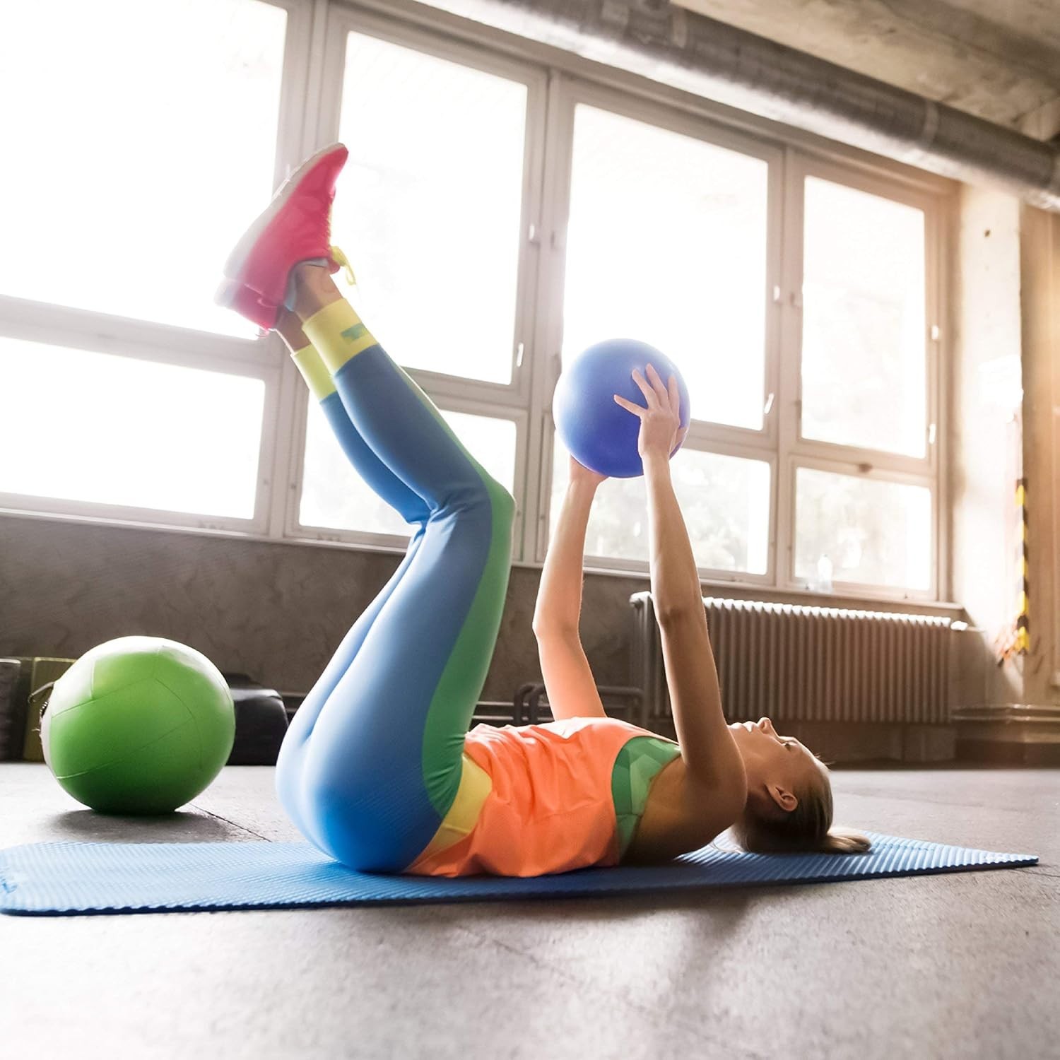 Blue 9” Mini Exercise Ball for Core & Balance - Perfect for Workouts & Therapy