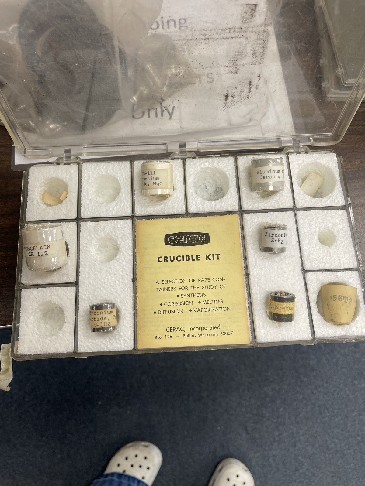 Cerac Crucible Kit Used 6 Pieces Left Good Condition