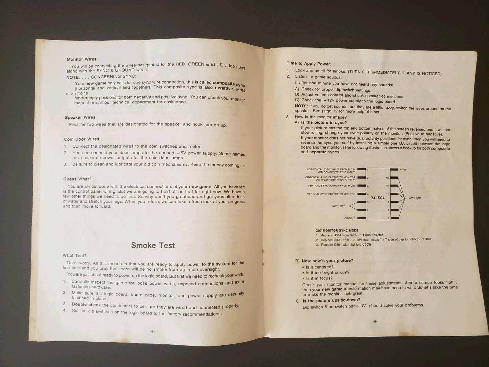 Original Capcom Final Fight Arcade Game Kit Instruction Manual