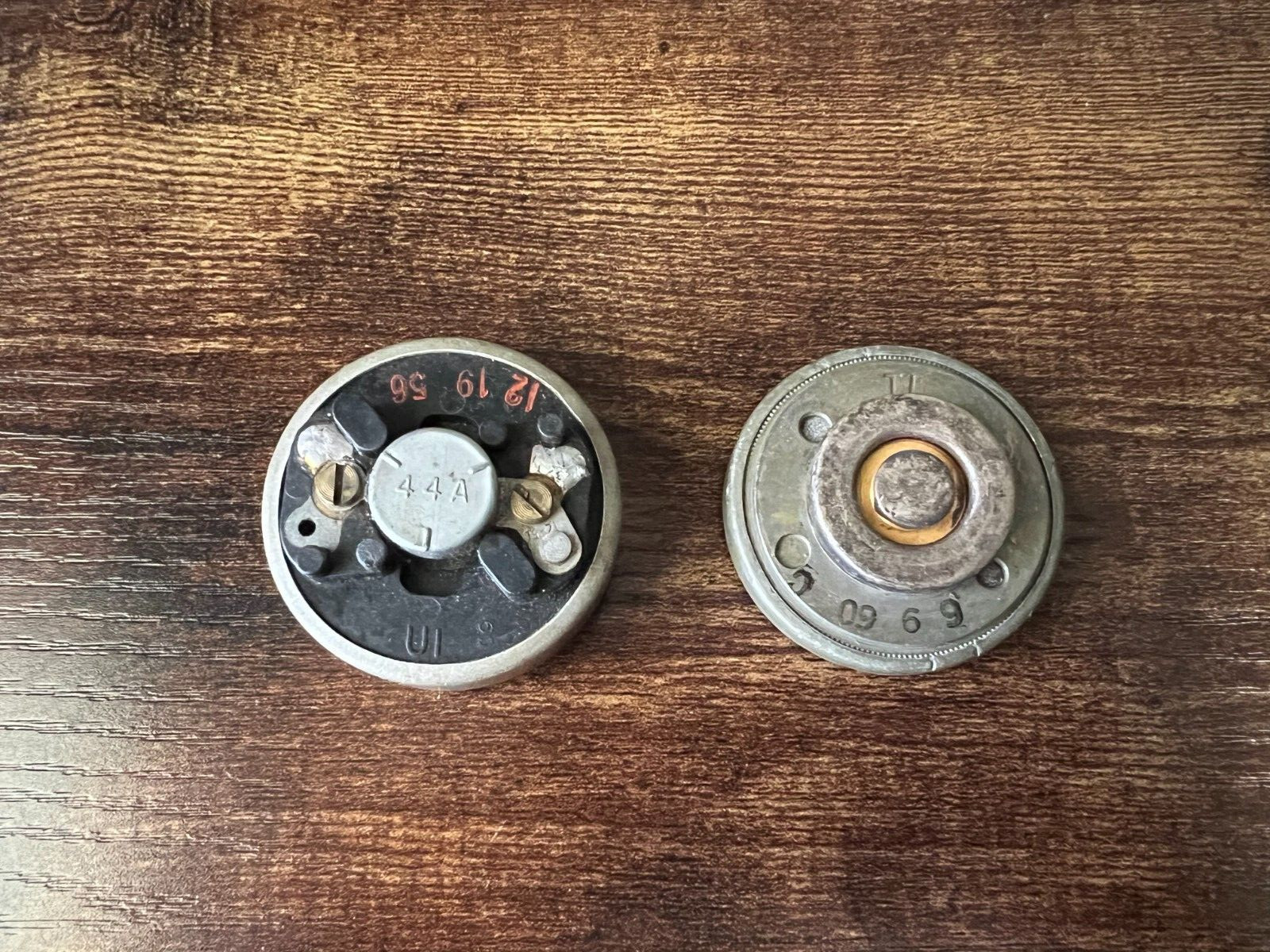 2 x unmarked vintage transcucer magnetic microphones harp