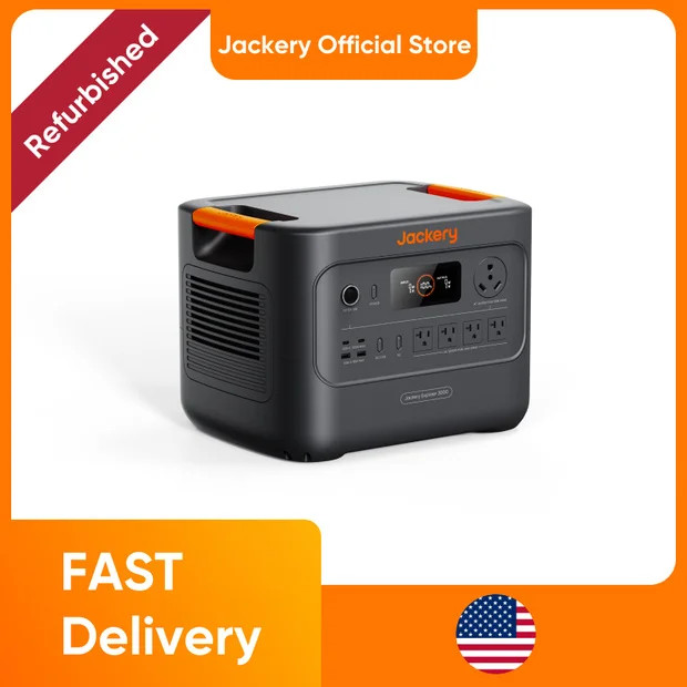 Jackery Refurbished Explorer 3000 v2 Portable Power Station 3070Wh, 3600W output