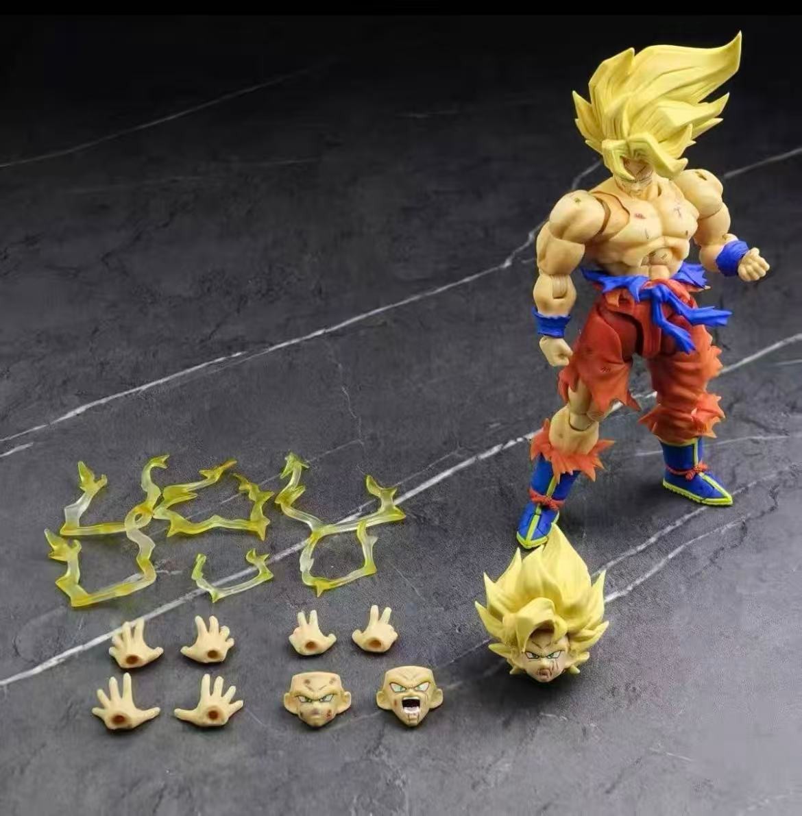 NT 1/12 shf  Goku 3.0 Battle Damaged Unyielding Spirit Yellow hair Action Figure