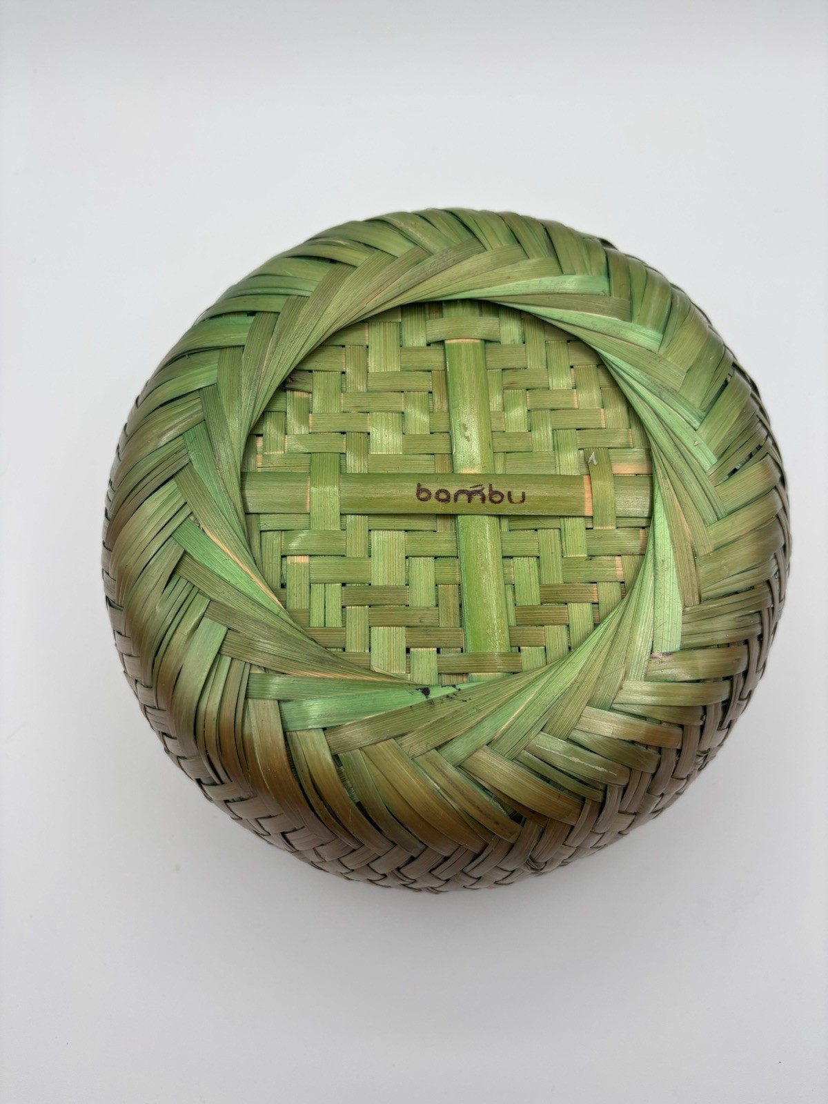 bambu vintage Crate & Barrel Bamboo Green Gradient Decorative Basket