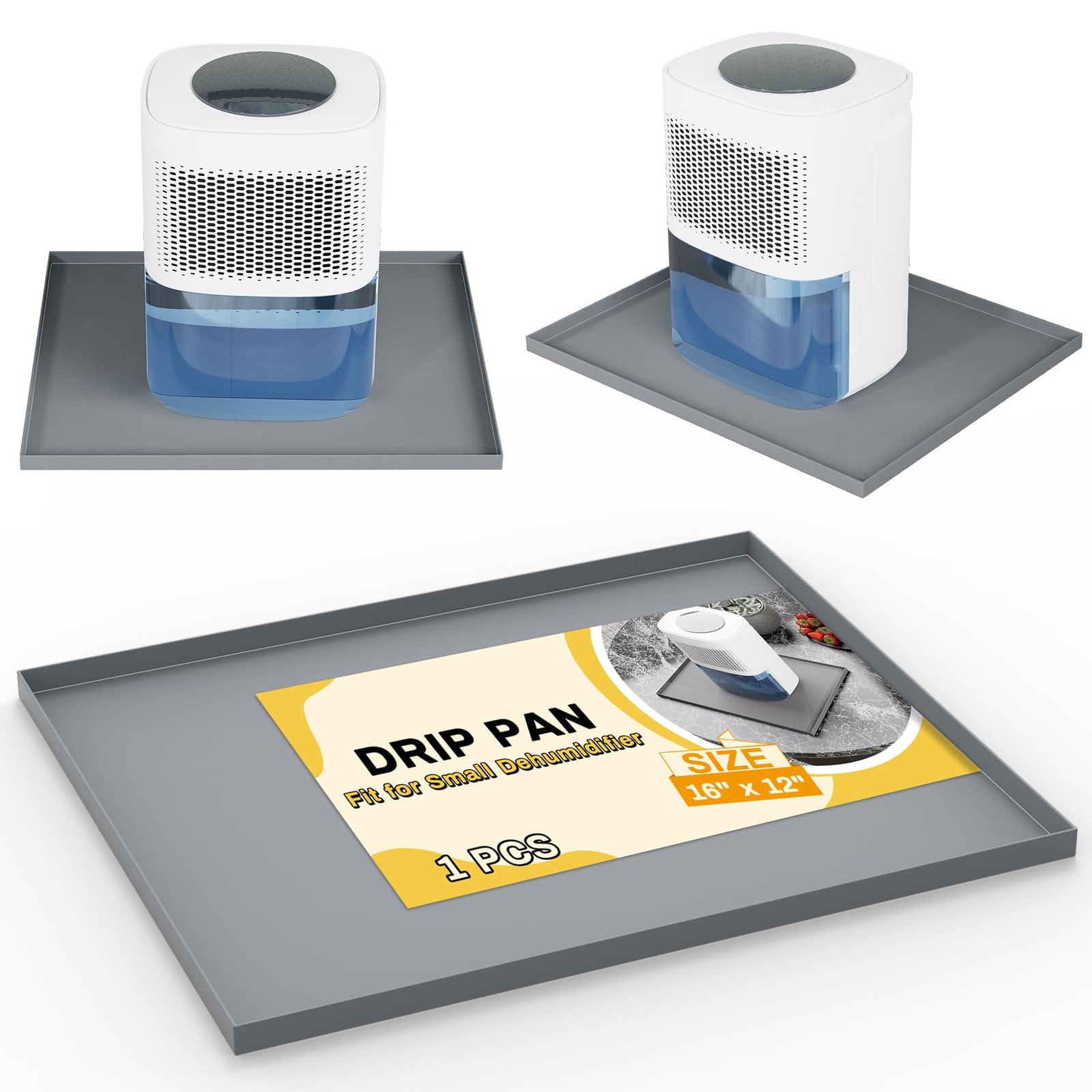 Dehumidifier Drip Pan Mat for Leaks 16x12 Inch Waterproof Gray Non-Slip