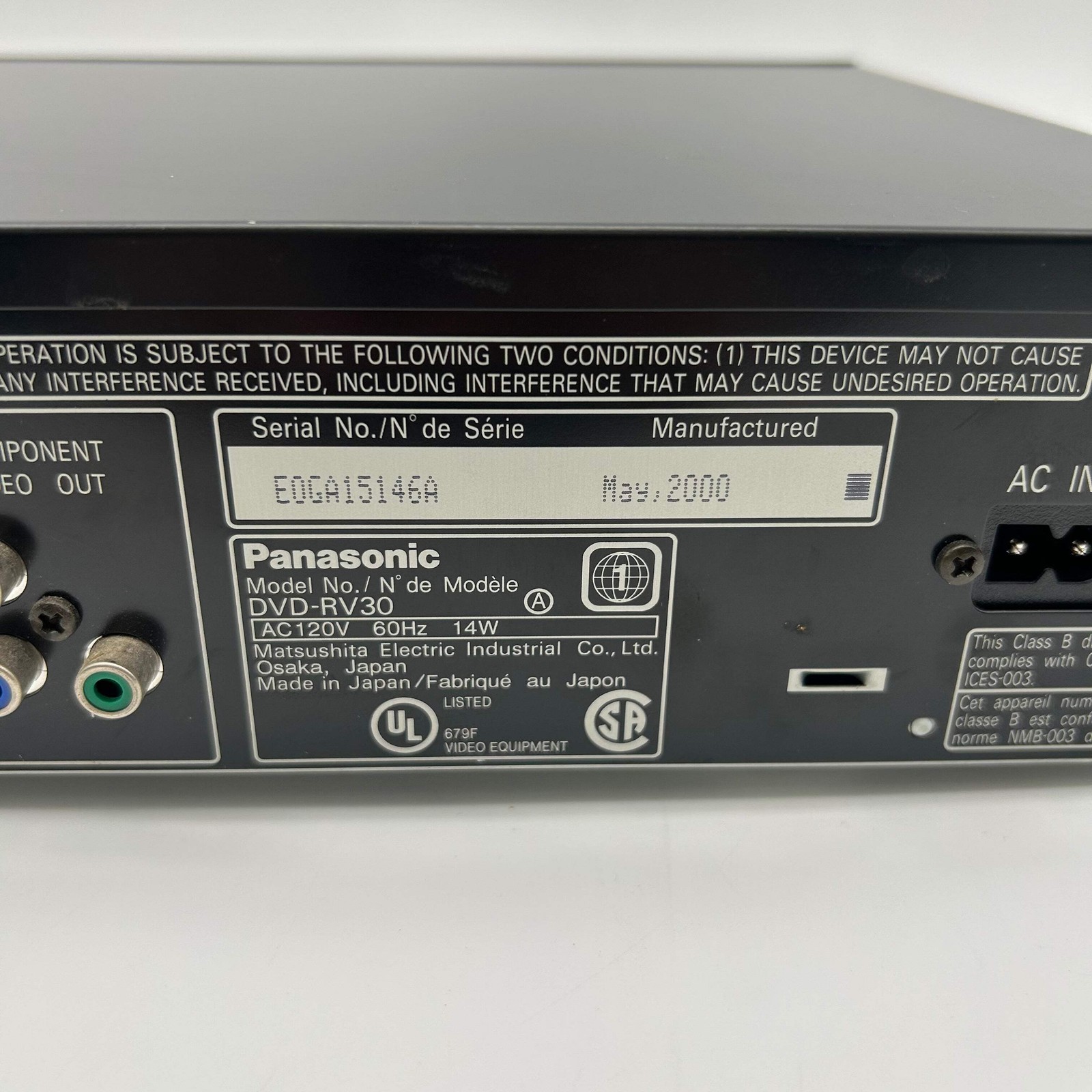 Panasonic RV30 DVD Player - Used