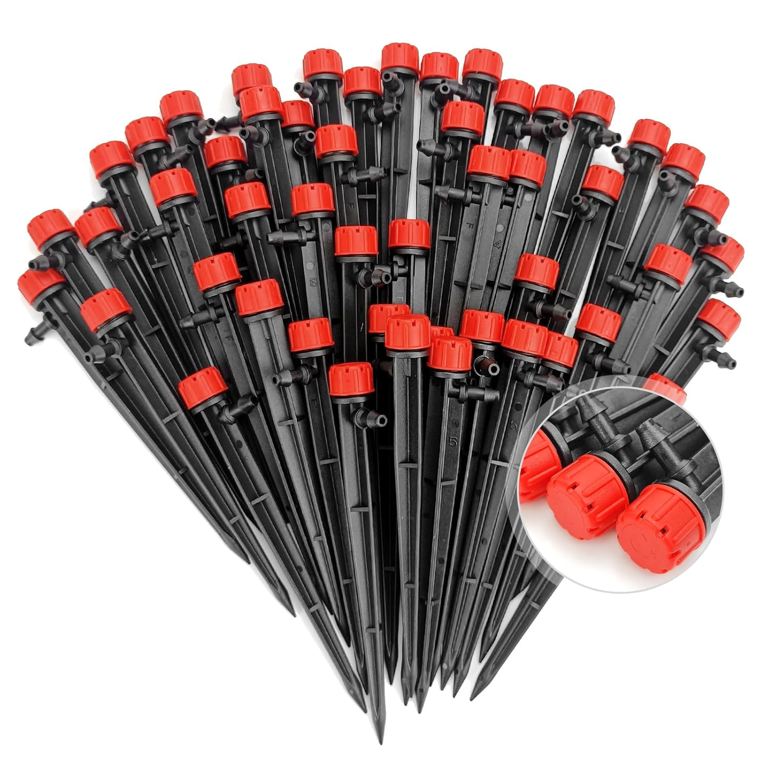 50PCS Adjustable Drip Irrigation Emitters 360° Garden Water Drippers