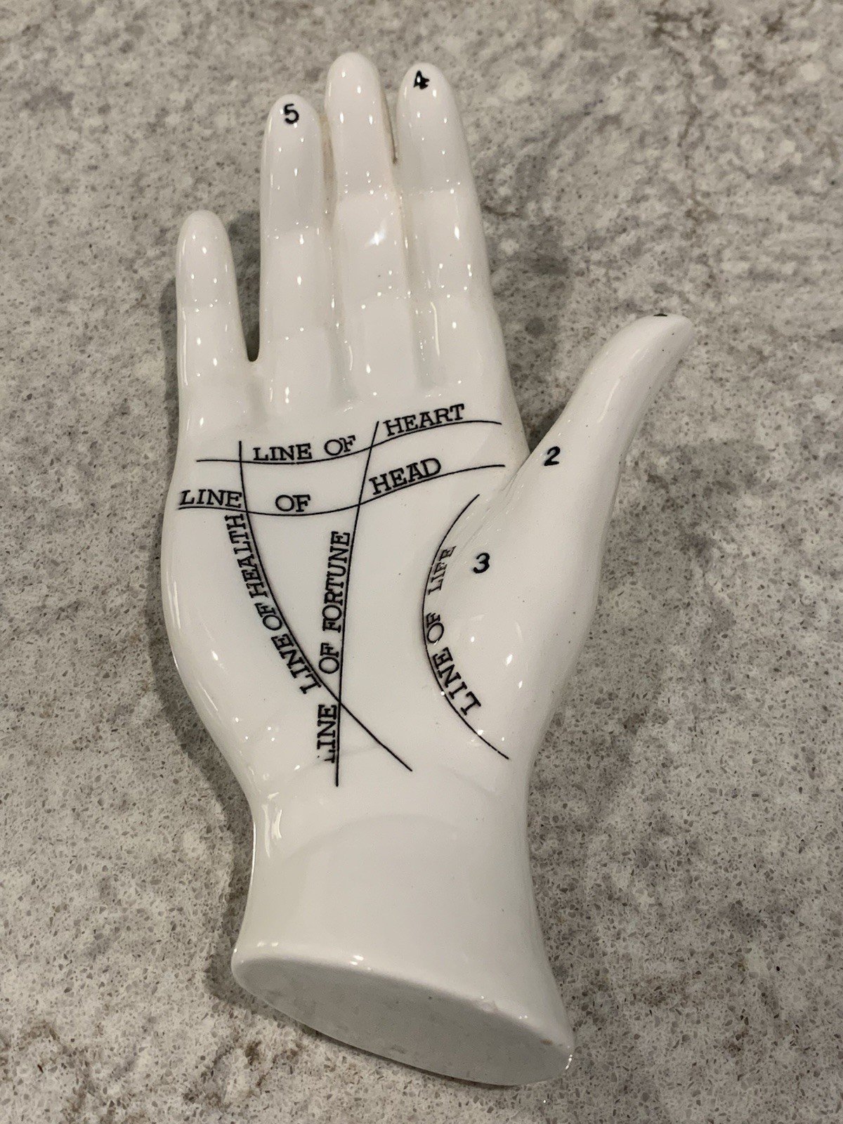 Fortune Teller Palmistry Female Hand Porcelain 7" Dresser Jewelry Mystic