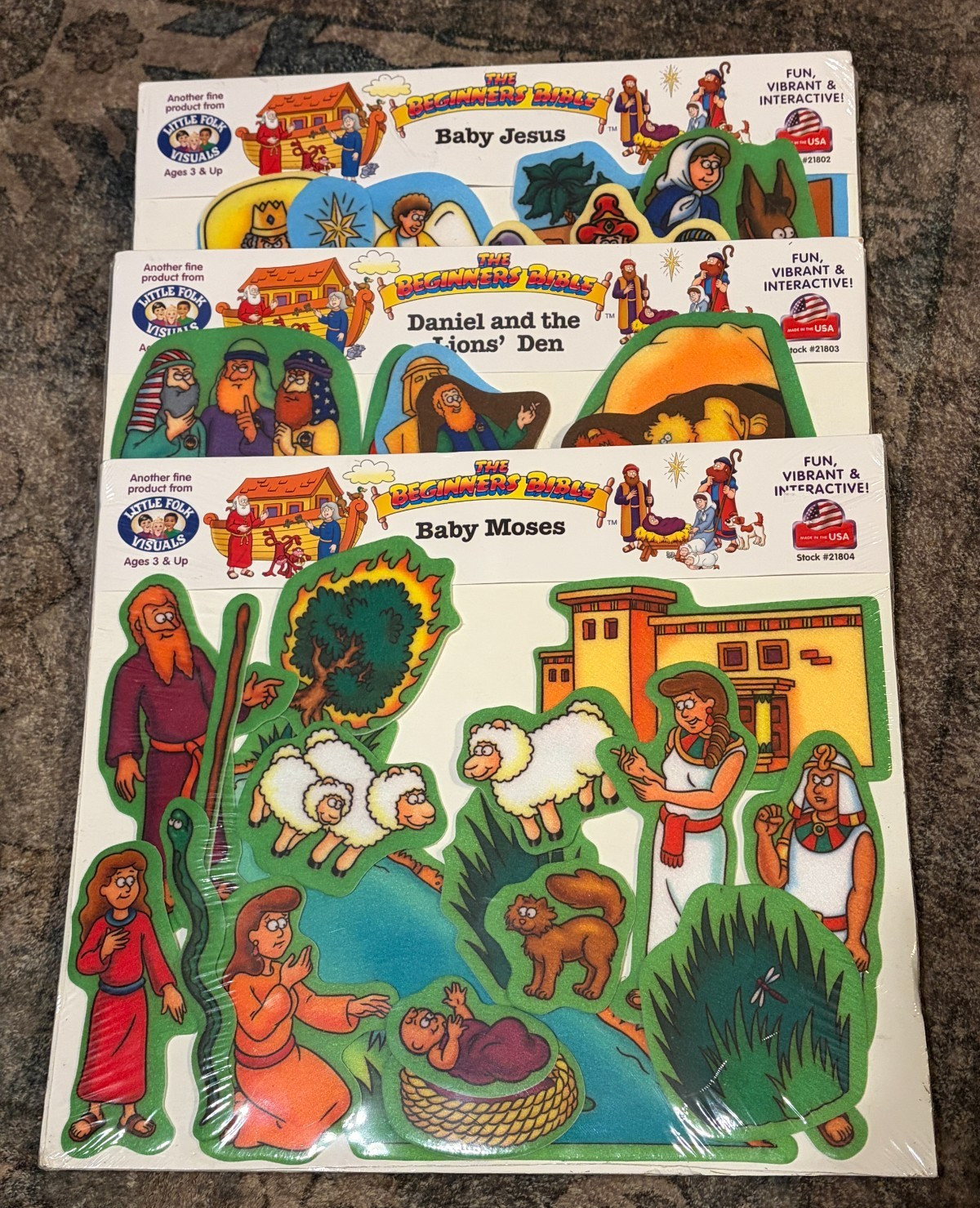 3 Little Folk VIsuals - The Beginners Bible Figure Sets - Jesus Moses Daniel