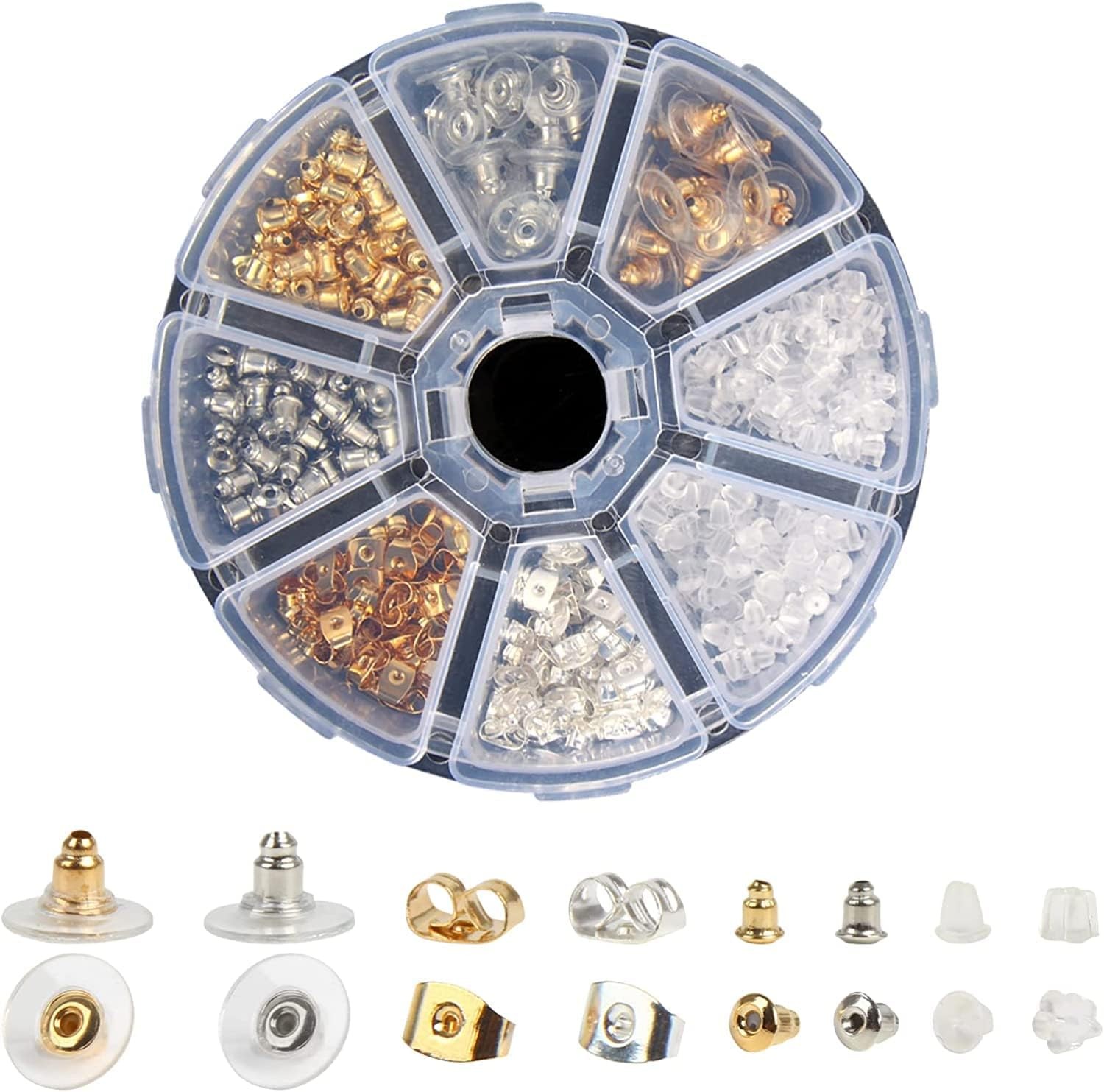 8 Styles Earring Backs, 452PCS(226Pairs) backings, Colorful
