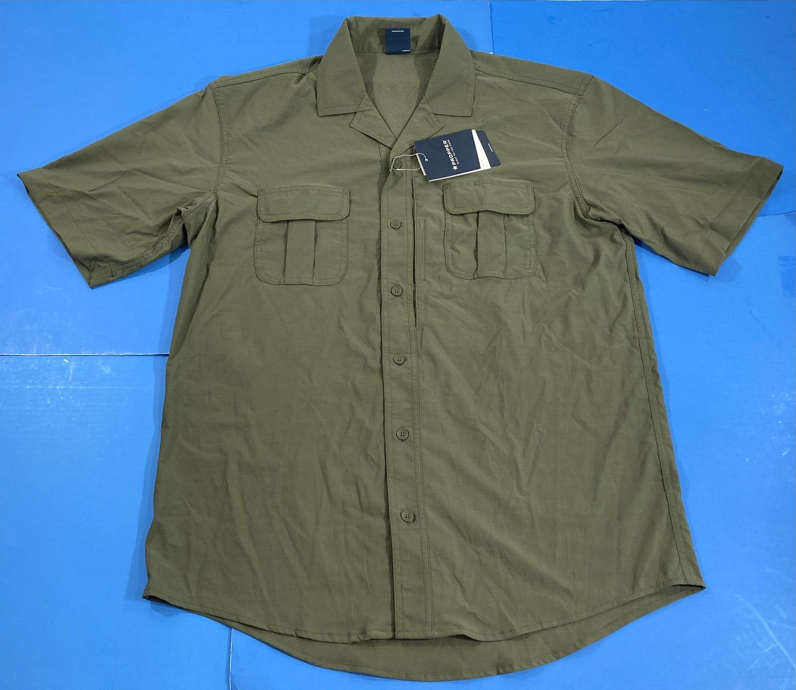 NEW PROPPER F5374 MENS SUMMERWEIGHT TACTICAL SHORT SLEEVE SHIRT OD GREEN SMALL