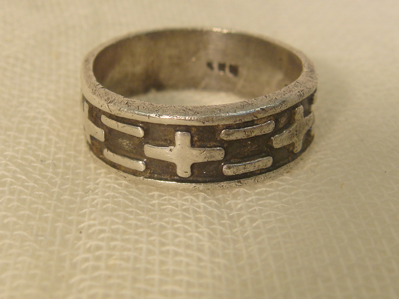 STERLING RING BAND SYMBOL TRIBAL CROSS MEXICO 925 ARTISAN HANDCRAFTED SIZE 8 3/4