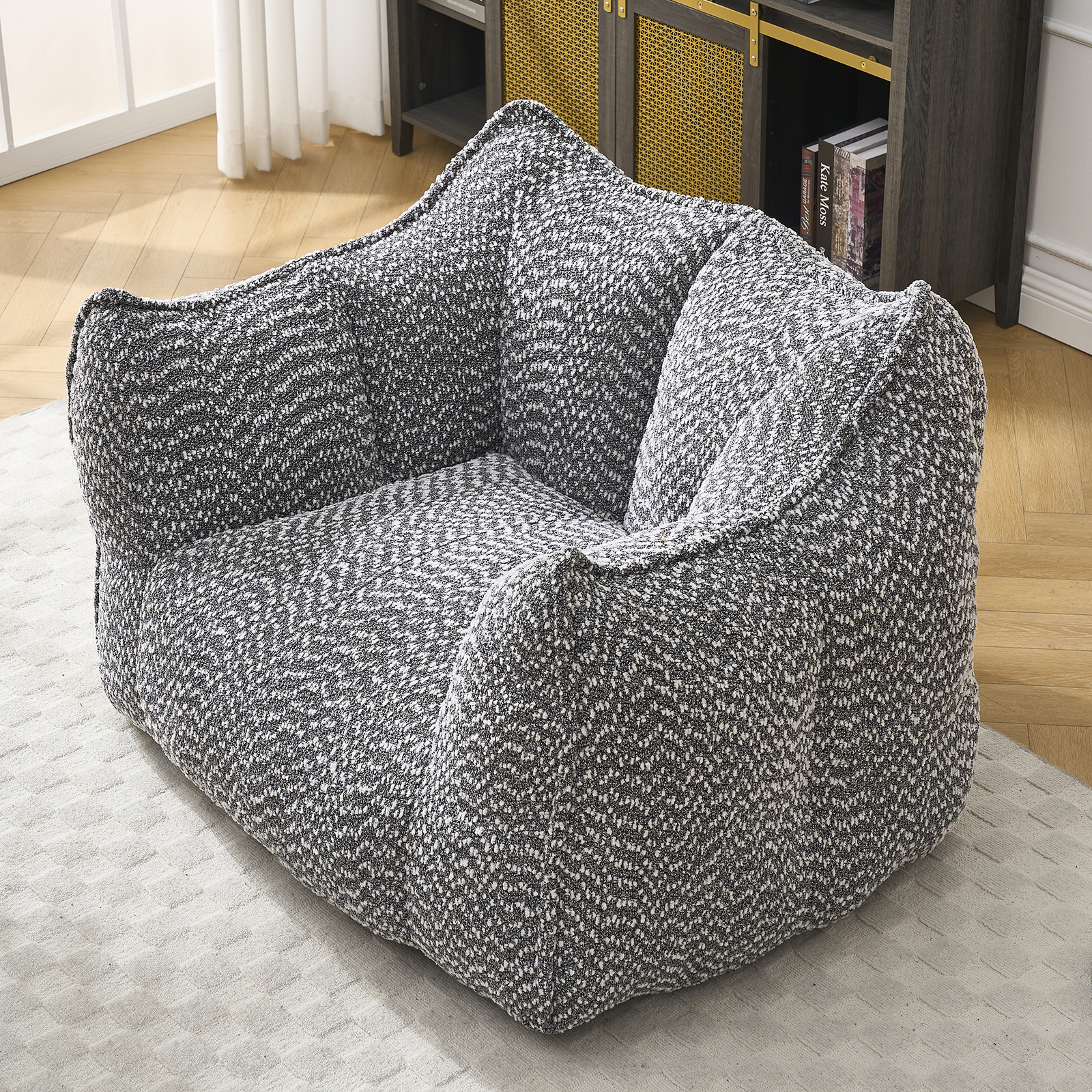 Bean Bag Chairs resilient foam for bedrooms comfortable square lazy sofa Grey