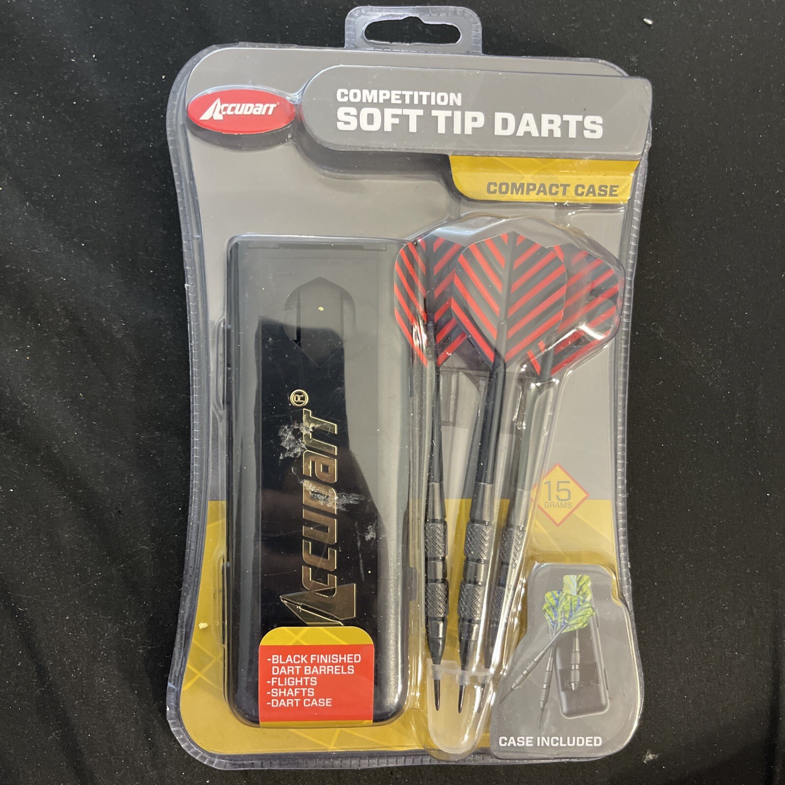 ACCUDART COMPETITION SOFT TIP DARTS W/COMPACT CASE 15 GRAMS Distressed Pack