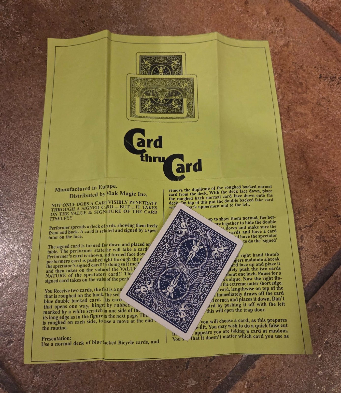 Card Thru Card Mak Magic Mentalism Tricks