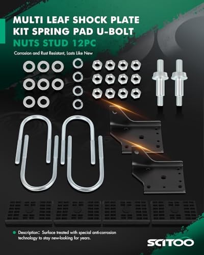 Leaf Spring Kit Multi Leaf Shock Plate Kit Spring Pad U-Bolt Nuts Stud 12pc