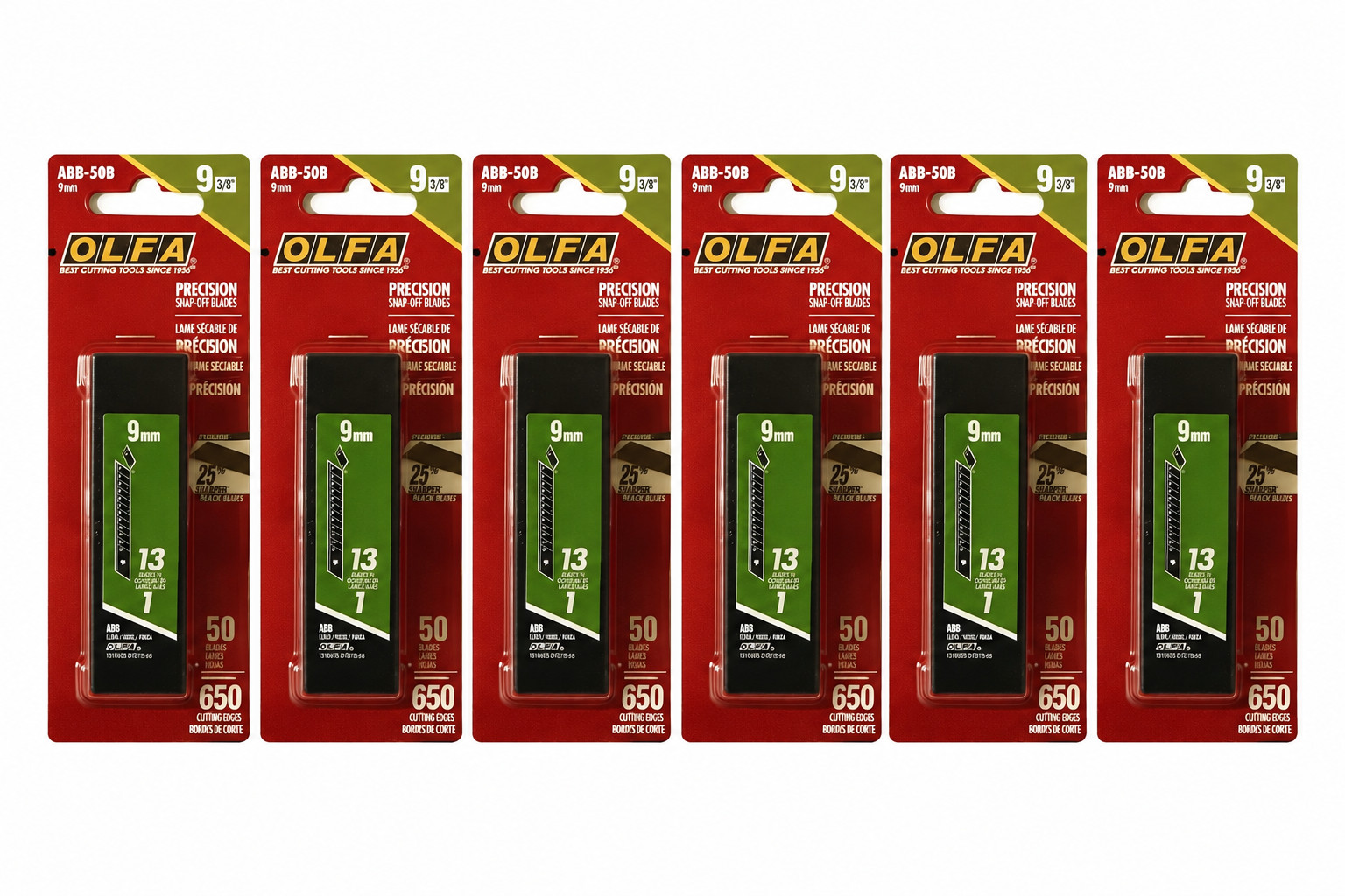 6 packs OLFA 9149 ABB-50B 9mm UltraSharp Black Snap-Off Blade, 50-Pack total 300