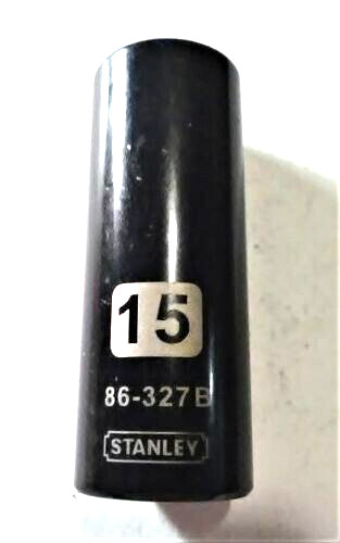 Stanley 15 mm x 3/8"socket 86-327B Black Chrome 6 Pt Free USA Shipping