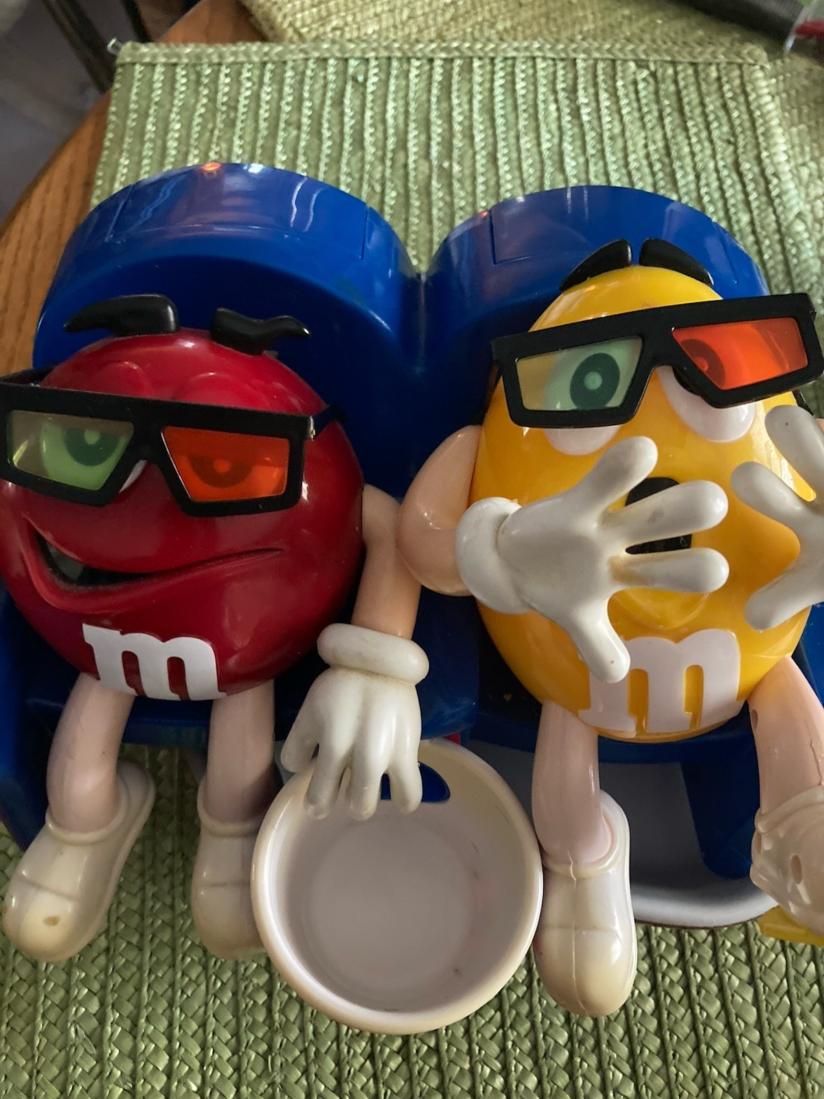 M&M's Red & Yellow Character Candy Dispenser, Blue Base Candy & Nuts Theme