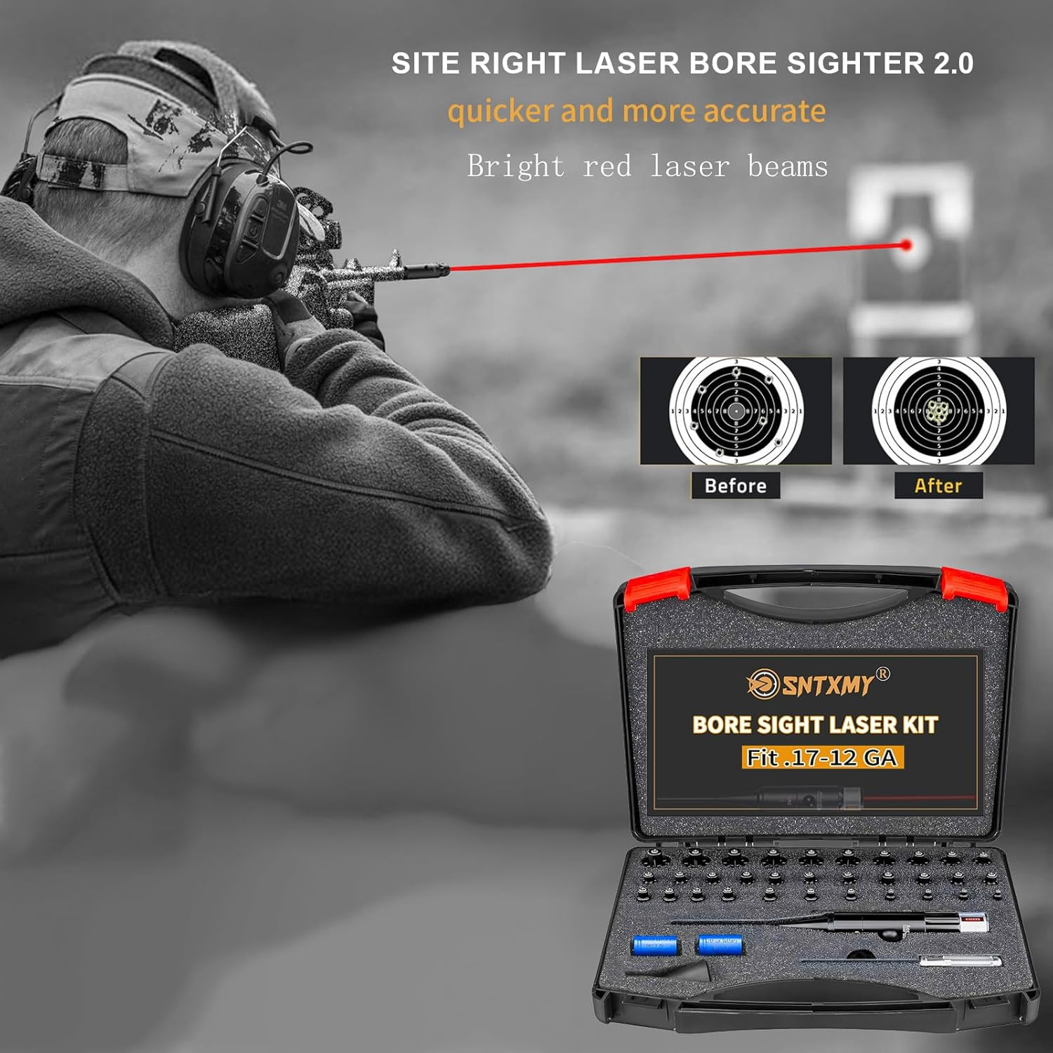 Precision Laser Bore Sighter Kit with 32 Adapters for All Firearms