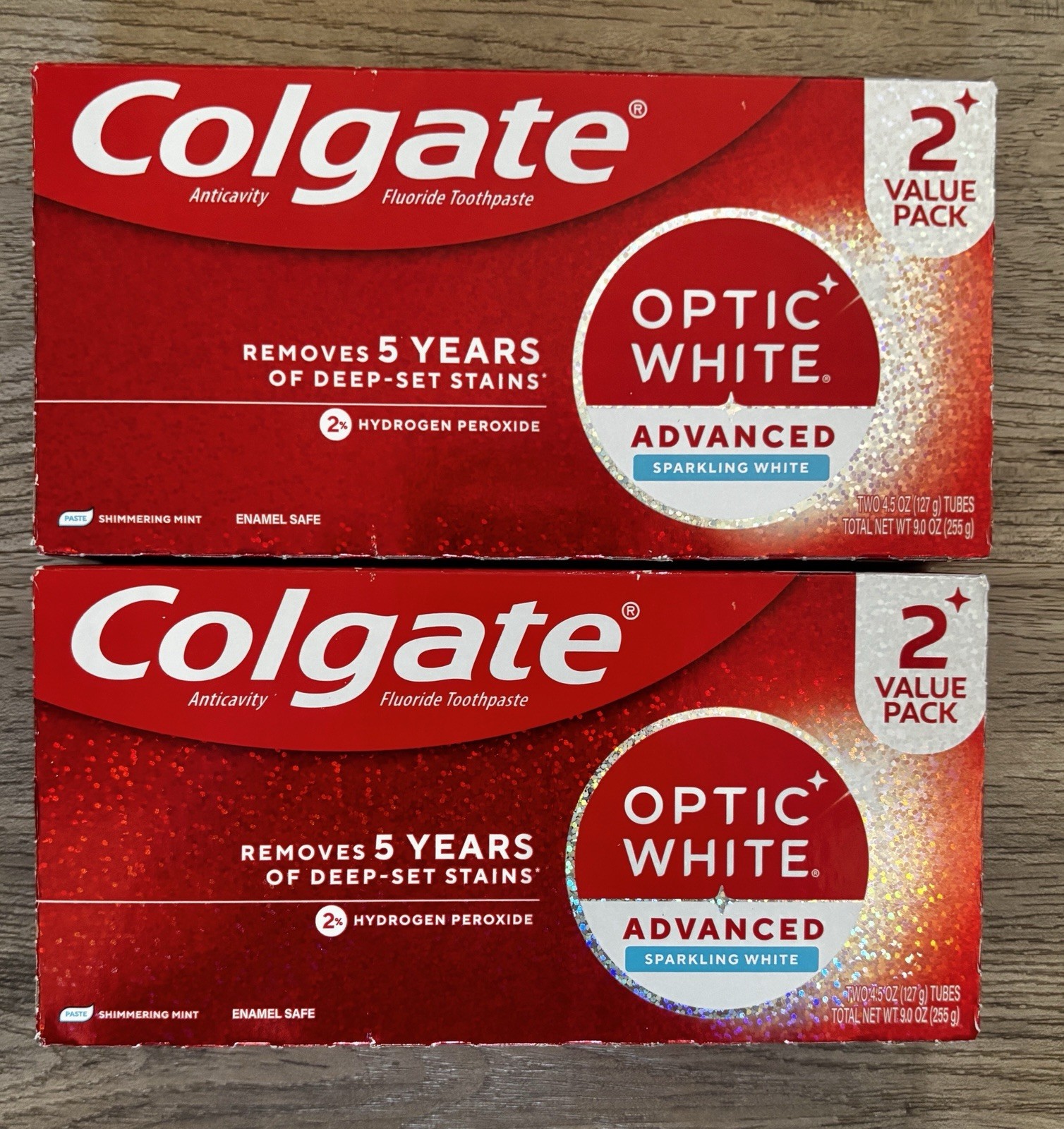 Colgate Optic White Advanced Sparkling White Toothpaste 4.5oz 2Pk X2 Exp 4/28