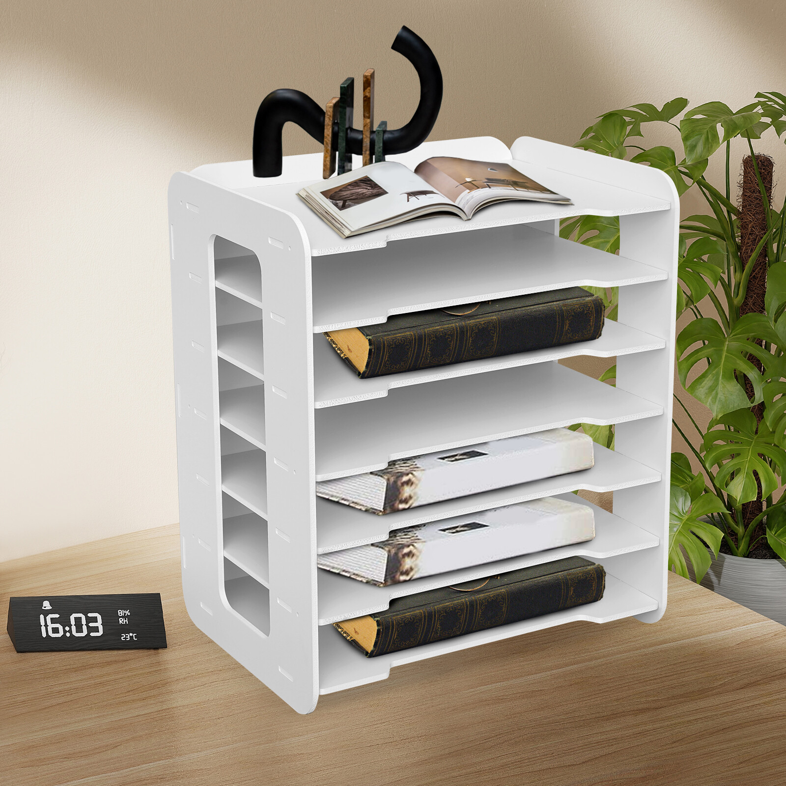 7 Tier Paper File Holder Document Storage Rack Desktop Organizer Office Home
