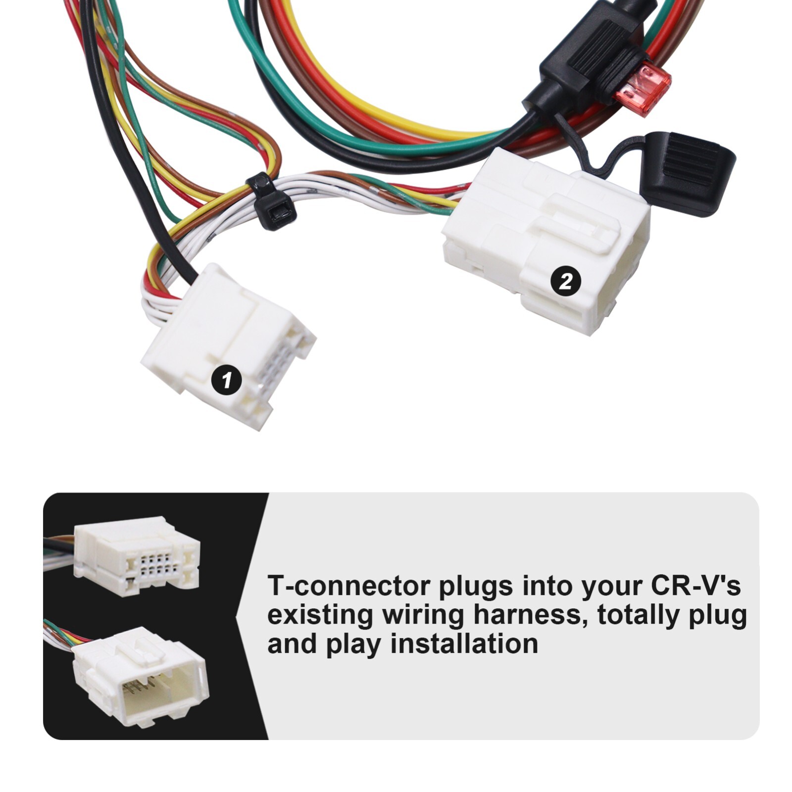 Vehicle Wiring Harness with 4 Way Flat Trailer Connector for 2012-2016 Honda CRV
