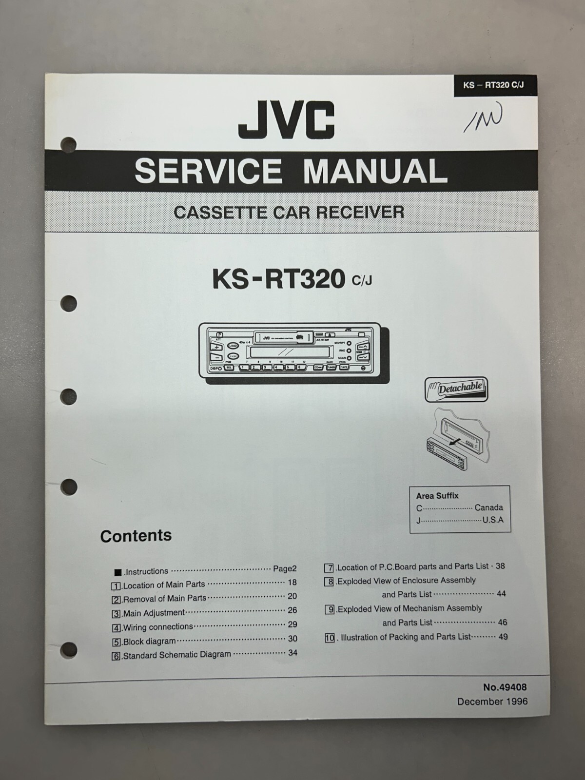 JVC KS-RT320 Original Service Manual Free Shipping