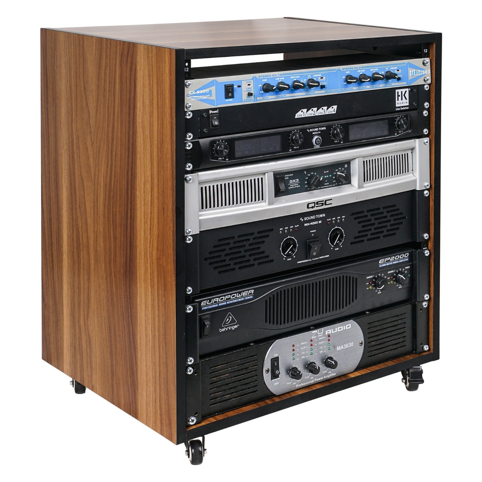 Sound Town DIY 12U Rack Furniture Grade Walnut Laminate Rubber Feet (SDRK-12WN)