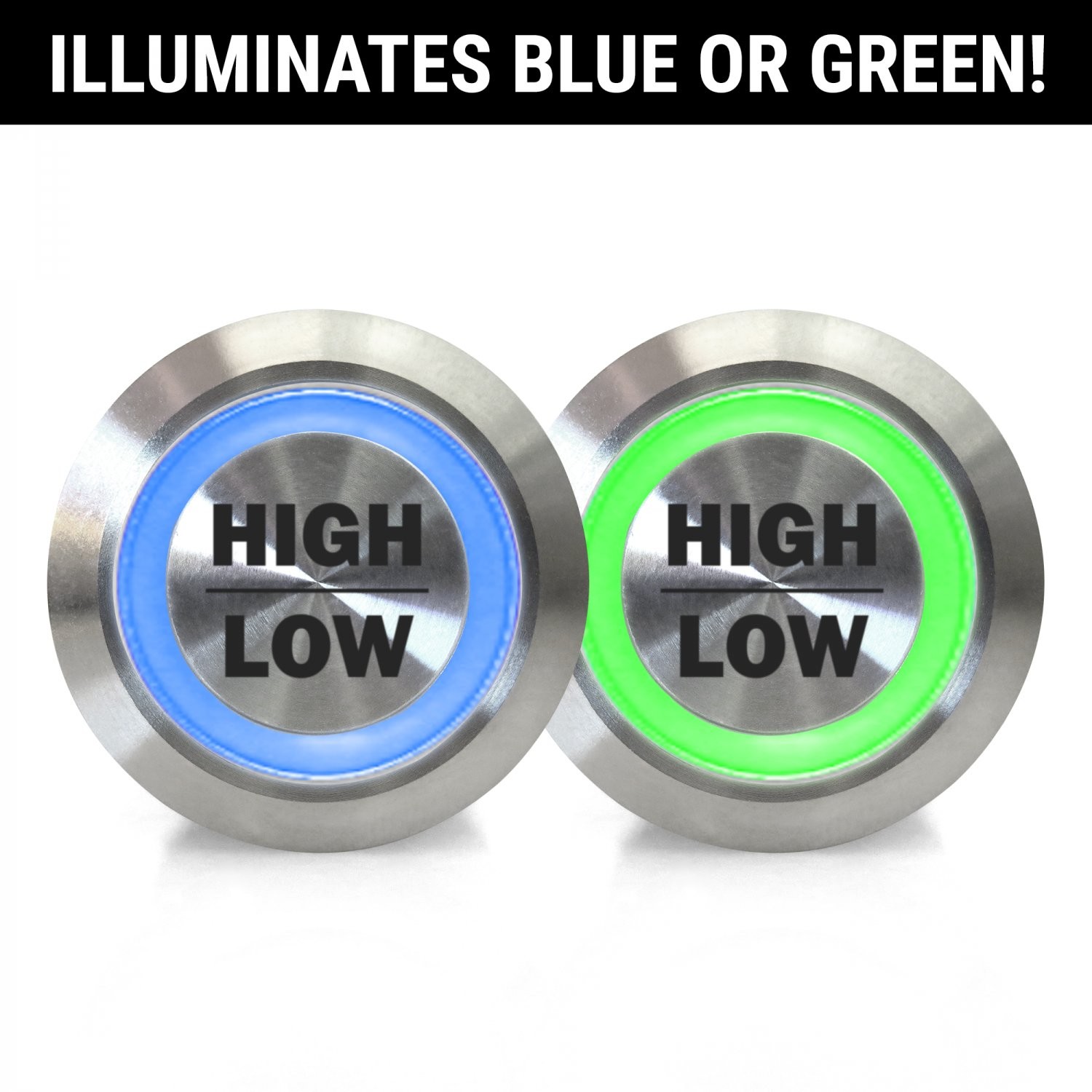 Push Button Headlight Dimmer Switch Kit Lighted Billet Button - High or Low Beam