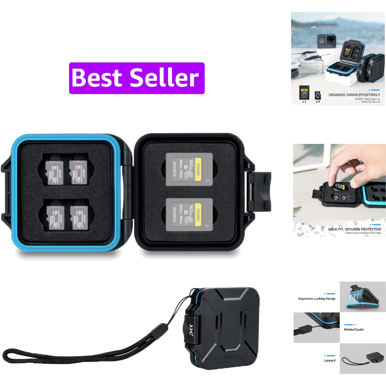 Small CFexpress Type A Card Case Holder for 4 CF Type A & 8 Micro SD | 12 Slo...