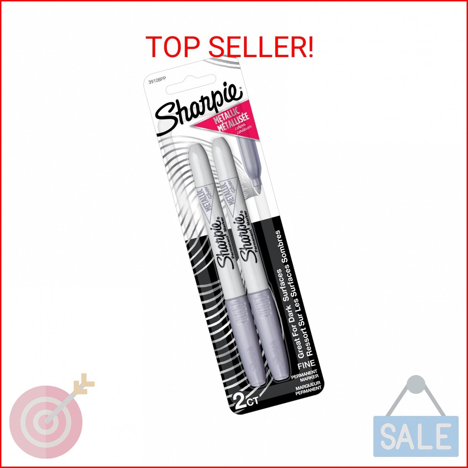 Sharpie Metallic Permanent Markers, Fine Point, Silver, 2 Count